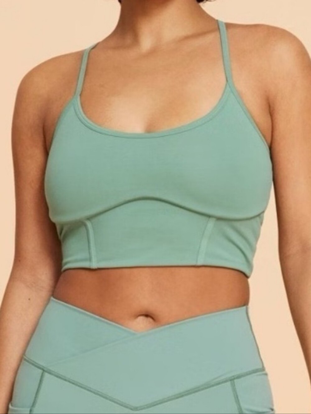 Scoop Neck Crop Bralette in Mint Green